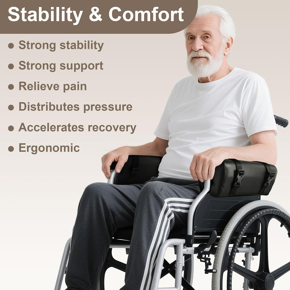 Wheelchair Armrest Pads, Memory Foam Arm Trough for Wheelchair, 16"L