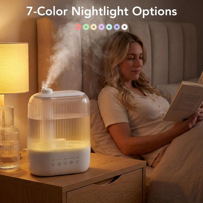 Electactic 4L Top Fill Humidifier for Bedroom, Auto Constant Humidity, Smart Control, Quiet Ultrasonic Cool Mist, 360° Nozzle, 3 Mist Levels, 7-Color Light for Home Office Baby Room
