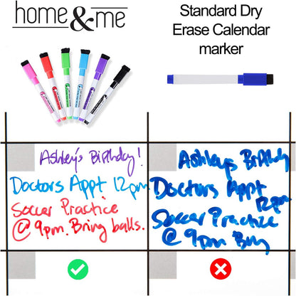 3 Pack Magnetic Dry Erase Calendar for Fridge, 17" x 12" Fridge Planner | Stain-Resistant Magnetic Calendar for Refrigerator with 6 Magnetic Markers & 1 Eraser - Monthly, Weekly & Daily Planner Set
