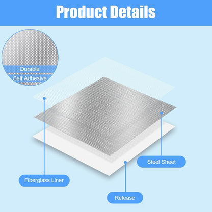 4 Pcs 12 Inch Drywall Repair Kit Self Adhesive Mesh Drywall Repair Patch Set with Scraper Heavy Duty Metal Dry Hole Patch Tools for Large Holes Wall Ceiling Tool(Scraper and 2 Pcs Sandpaper)