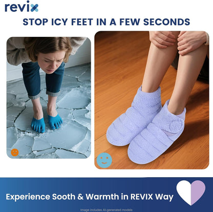REVIX Microwavable Booties for Cold Feet, Heated Slippers, Navy S