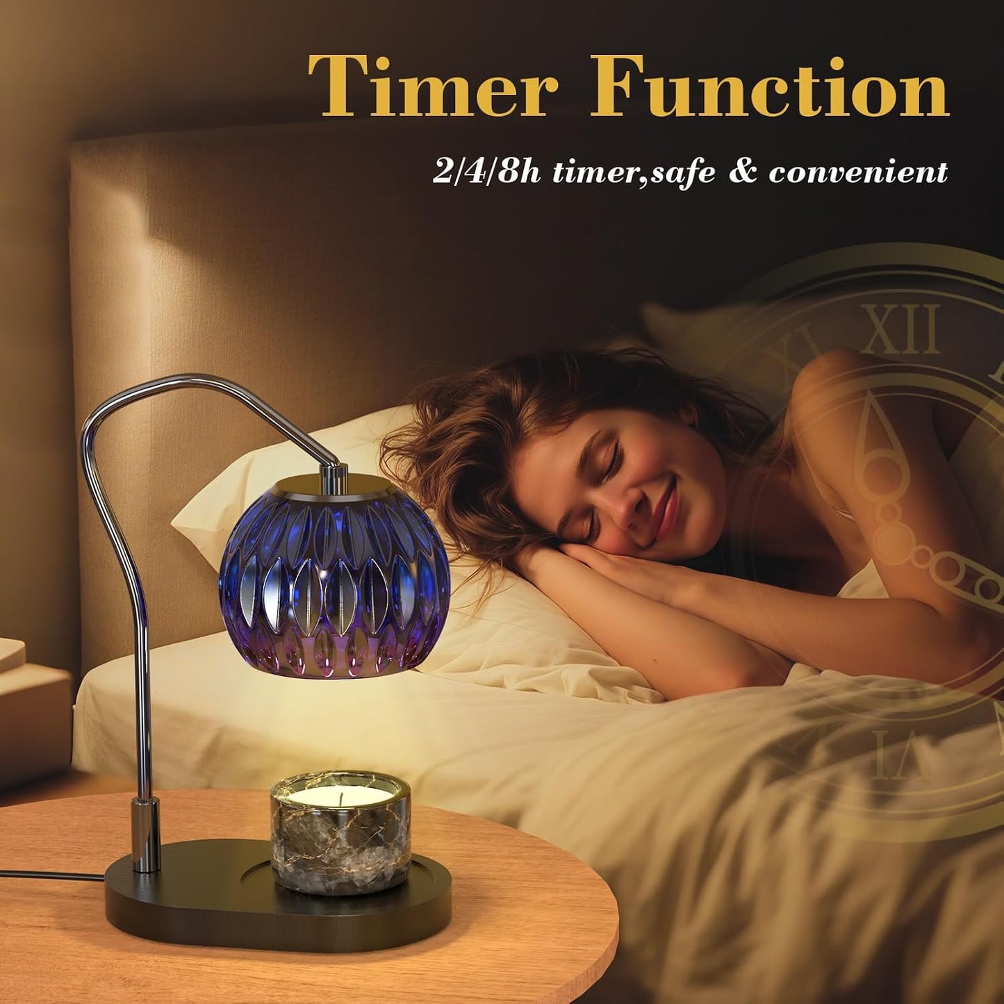 Modern Minimalist Wax Warmer for Jar Candles, Timer & Dimmer | Modern minimalist style. Timer & dimmer safe melt. 2 bulbs & heat-proof base. Perfect for living room, bedroom, or office.
