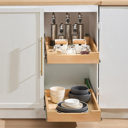 VEVOR Pull Out Cabinet Organizer, 14"W x 21"D Cabinet Drawer, Soft Close Slide out Shelf, Heavy-Duty Sliding Wood Drawer, Bottom Mount Size（14.5"W x 23"D）and Side Mount Size（15"W x 23"D） | Heavy-Duty Sliding Shelf with Bottom or Side Mounting for