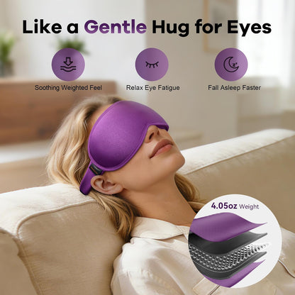 Blackout Weighted Eye Mask for Sleeping, 3D Contoured Sleep Mask for Men | Gentle-Pressure, Deep Cups, Zero Eye Pressure, Airplane Travel & Night Shift Essentials, Breathable Blindfold, Black
