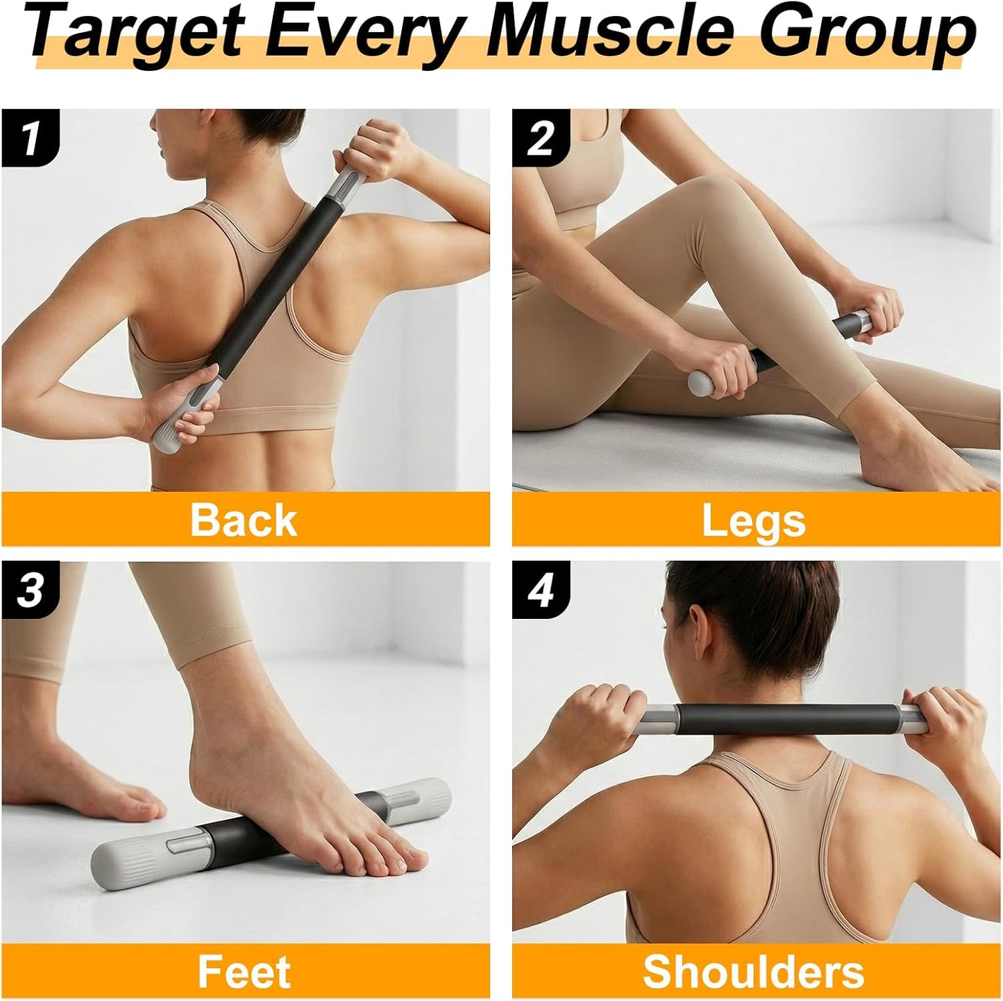 Foam Roller, Massage Roller, Muscle Roller Stick, Neck Massager for Muscles Relief, Therapy Roller Stick for Legs, Calf, Thigh, Lipo, Massage Rolling Pin, Help Sore Muscle Recovery