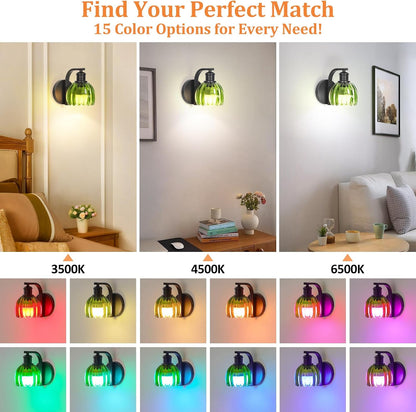 Vintage Battery Operated Wall Sconce, Wireless Wall Lights with Bulbs