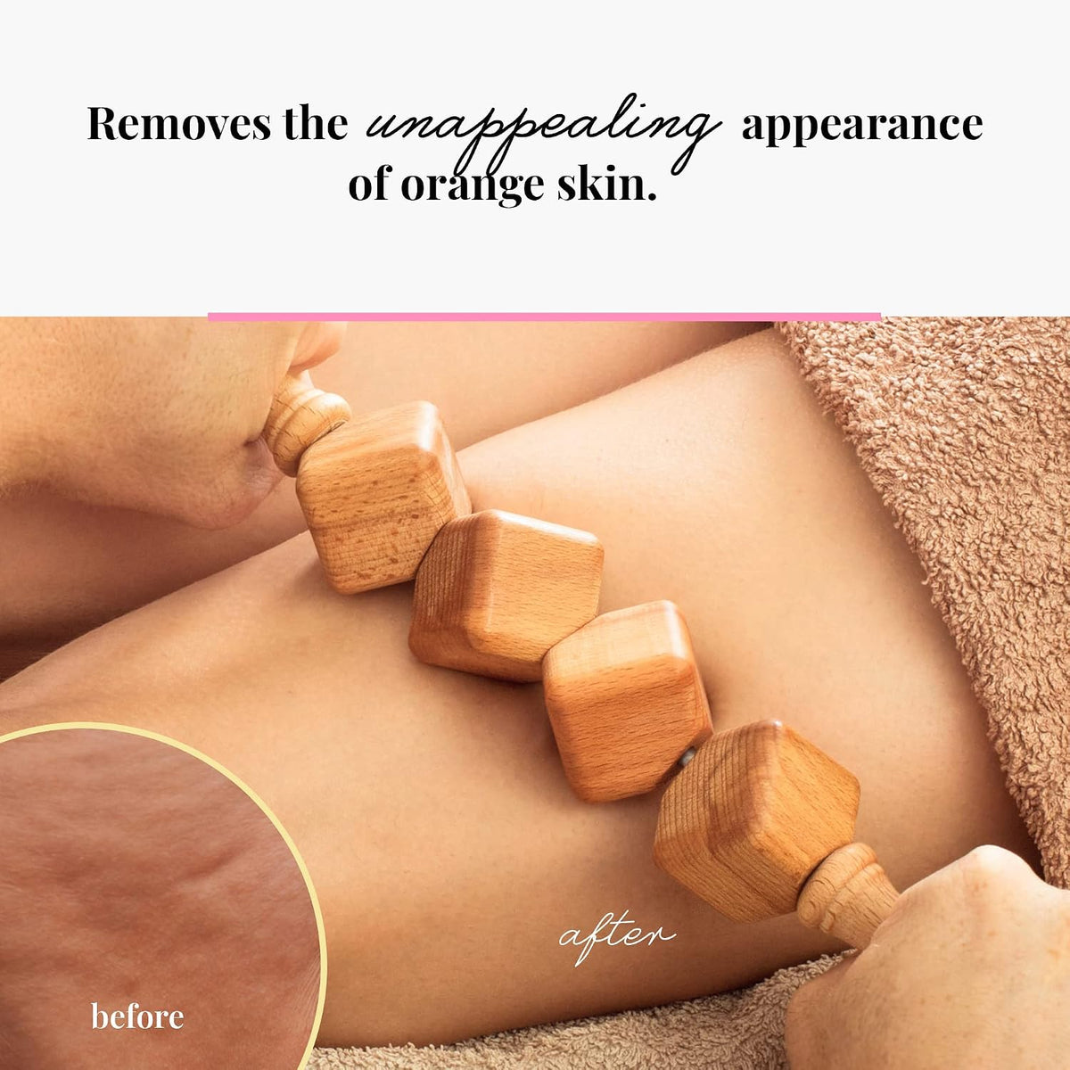 tuuli Accessories - Dice Wooden Massage Roller for Waist and Thigh, Multi-Functional Body Roller for Cellulite and Muscle Tension, Natural Massager for Women and Men