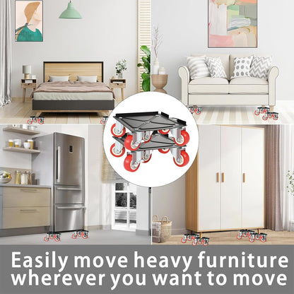 Furniture-Dolly-Furniture-Movers with-5-Wheels, Furniture Sliders Lifters Tool Set for Moving Heavy Duty, Furniture Dollies, Max Capacity 1650Ib Red