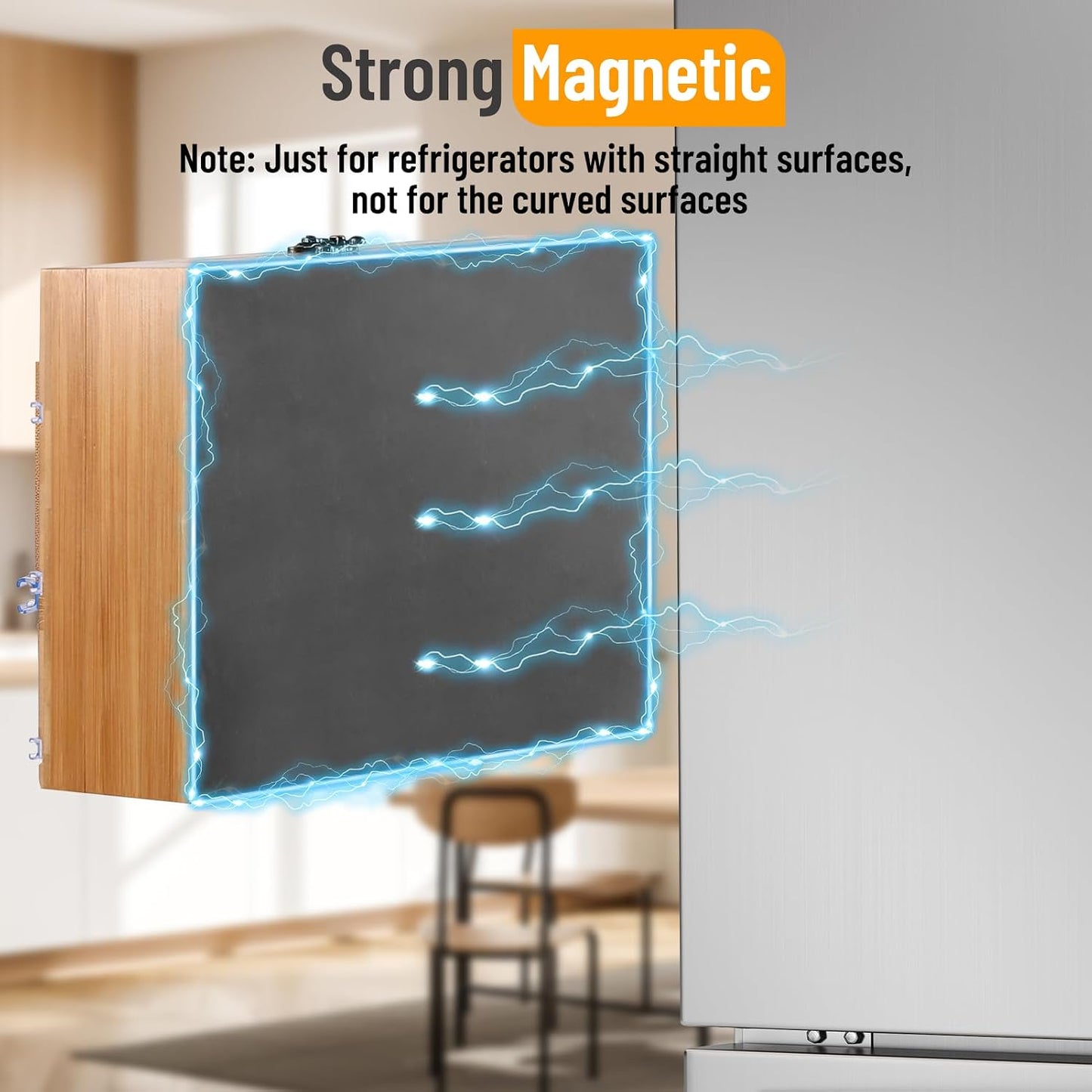 Allinside Magnetic Plastic Wrap Dispenser with Cutter, 3 in 1 Refrigerator Bamboo Wood Organizer for Tin Foil, Baking, Wax Paper Holder Kitchen Storage Box Compatible with 12.9" Roll, Black (3 Layer)
