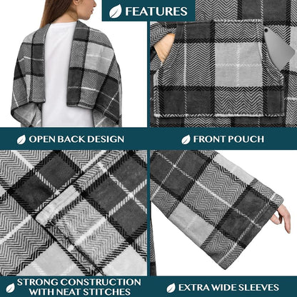 PAVILIA Blanket with Sleeves for Adult Women Men, Soft Warm Wearable Blanket Fleece Wrap Throw, Robe Blanket Gift