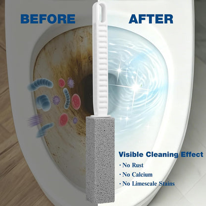 4 Pack Pumice Stone Toilet Bowl Cleaner with Long Handle | Powerfully Removes Toilet Bowl Rings, Rust & Lime, Ideal for Toilet Brush, BBQ Grills, Sink, Pool, Bathroom