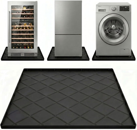 32"x30" Washing Machine Pan Silicone Mat, Upgraded 1" Raised Edges | Non-Slip Waterproof Washer Drip Tray for Under Washer & Dryer,Anti-Vibration Floor Protector for Refrigerator,Water Dispenser