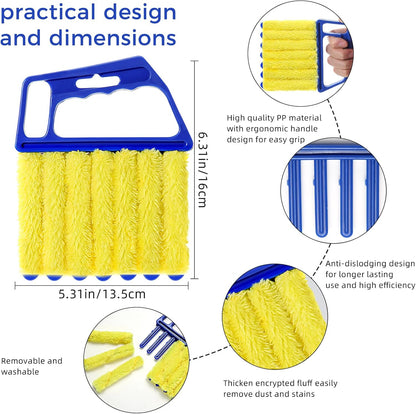 Blind Cleaner Duster Tool, 4Pcs Washable 7-Finger Venetian Window Duster | Microfiber Air Vent Dust Duster, Shutter Cleaning Brush, Blinds Air Conditioner Keyboard Fan Duster Dirt Housekeeping Tool