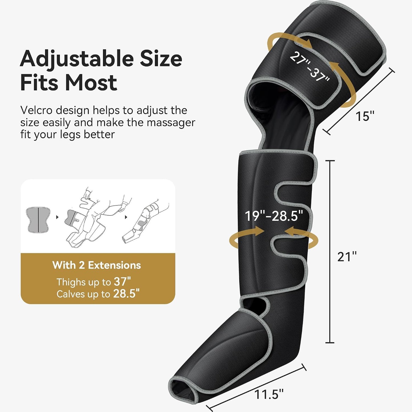 FIT KING Leg Massager with Heat and Air Compression, FSA-HSA | Full Leg & Foot Massager for Circulation and Pain Relief, Adjustable Wrap Design, Sequential Compression Device