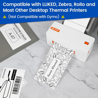 L LIKED 2" x 1" Thermal Labels, Blank Removable Labels with No Residue, Water and Oil Resistant, Use for Both Home and Office (1 Roll, 1300 Labels)