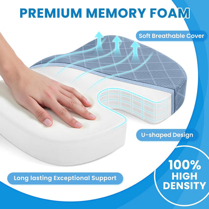TushGuard Office/ Car Seat Cushion, Non-Slip Sciatica & Back Coccyx Tailbone Pain Relief Chair Pad, Memory Foam Butt Pillow for Computer Desk, Wheelchair, Driving (Black)