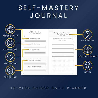 Self-Mastery Journal for Men with Prompts - 13 Week Guided Gratitude Journal - 5 Minute Journal - Reflection Manifestation Journals for Mindfulness - Self Care Journal - Goal Journal for Women & Men