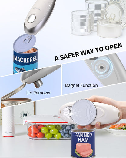 CIRCLE JOY Electric Can Opener, One-Touch Automatic Can Opening with Smooth Edges, Food Safety Handheld Battery-Operated Can Opener for Kitchen and Seniors, Blue