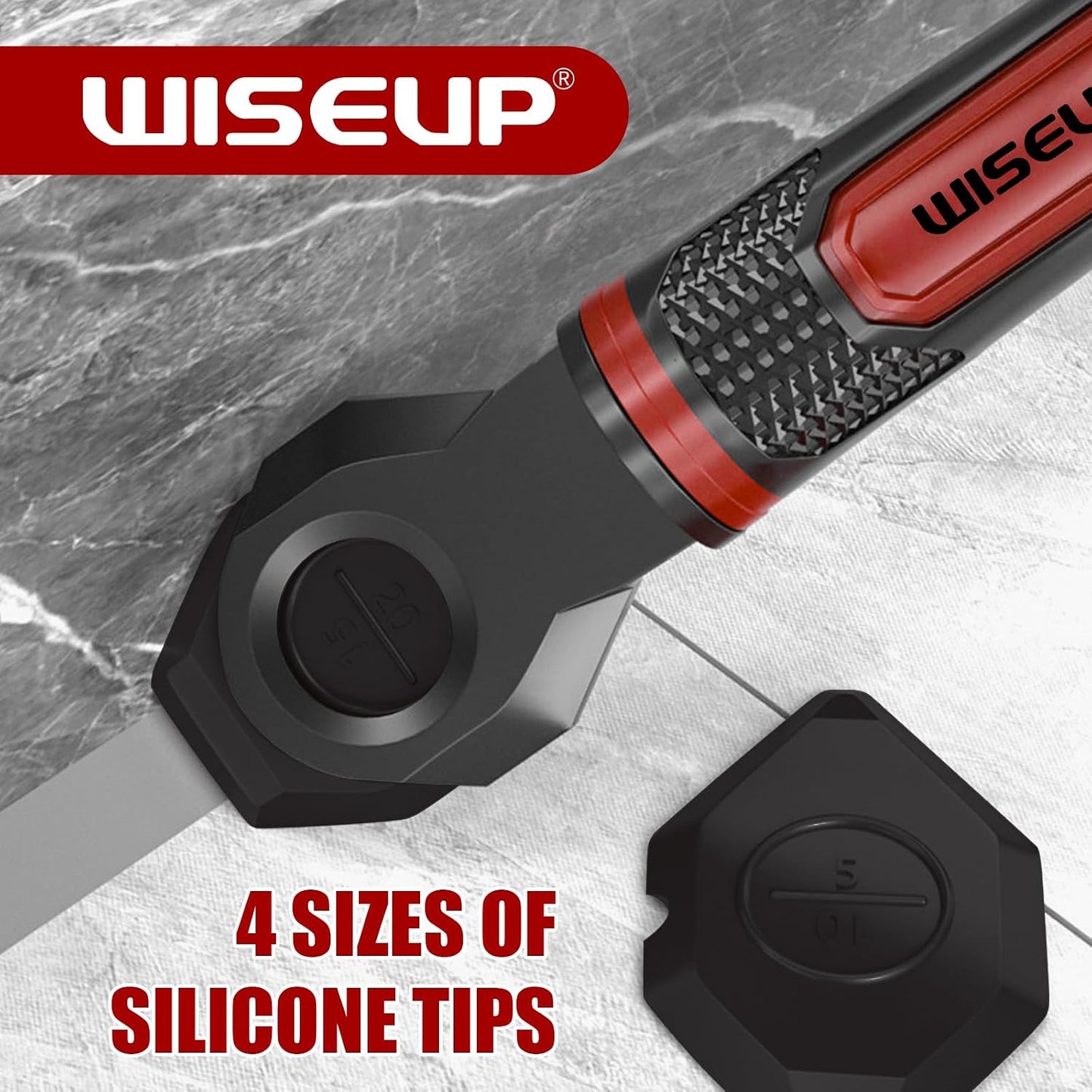 WISEUP Caulking Tool，6 in 1 Caulk Remover Tool with Grout Scraper，Brush | Caulking Tool Kit for Kitchen,Bathroom,Window,Door