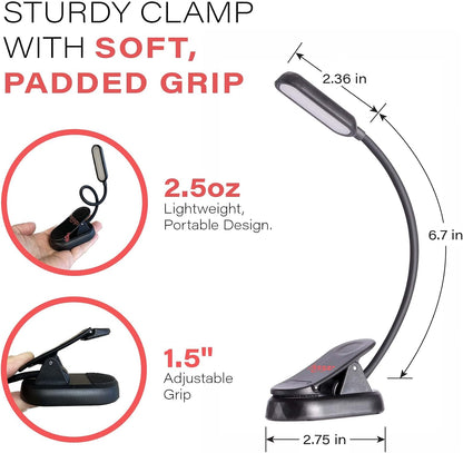 hooga Amber Book Light – Blue Light Blocking Reading Light for Bed, Stepless Dimming, Rechargeable Clip-On Night Light, 1600K Amber & 625nm Red LED for Night Reading