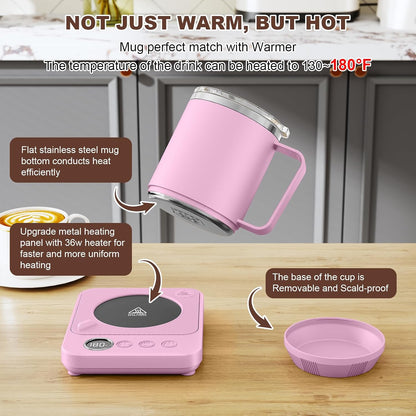 Felibeaco Coffee Mug Warmer & Mug Set for Desk, Smart Coffee Cup Warmer with 16oz Heated Mug, Cup Heater with Auto Shut Off for Office/Home, Coffee Gifts for Women/Men/Dad on Father‘s Day, Red
