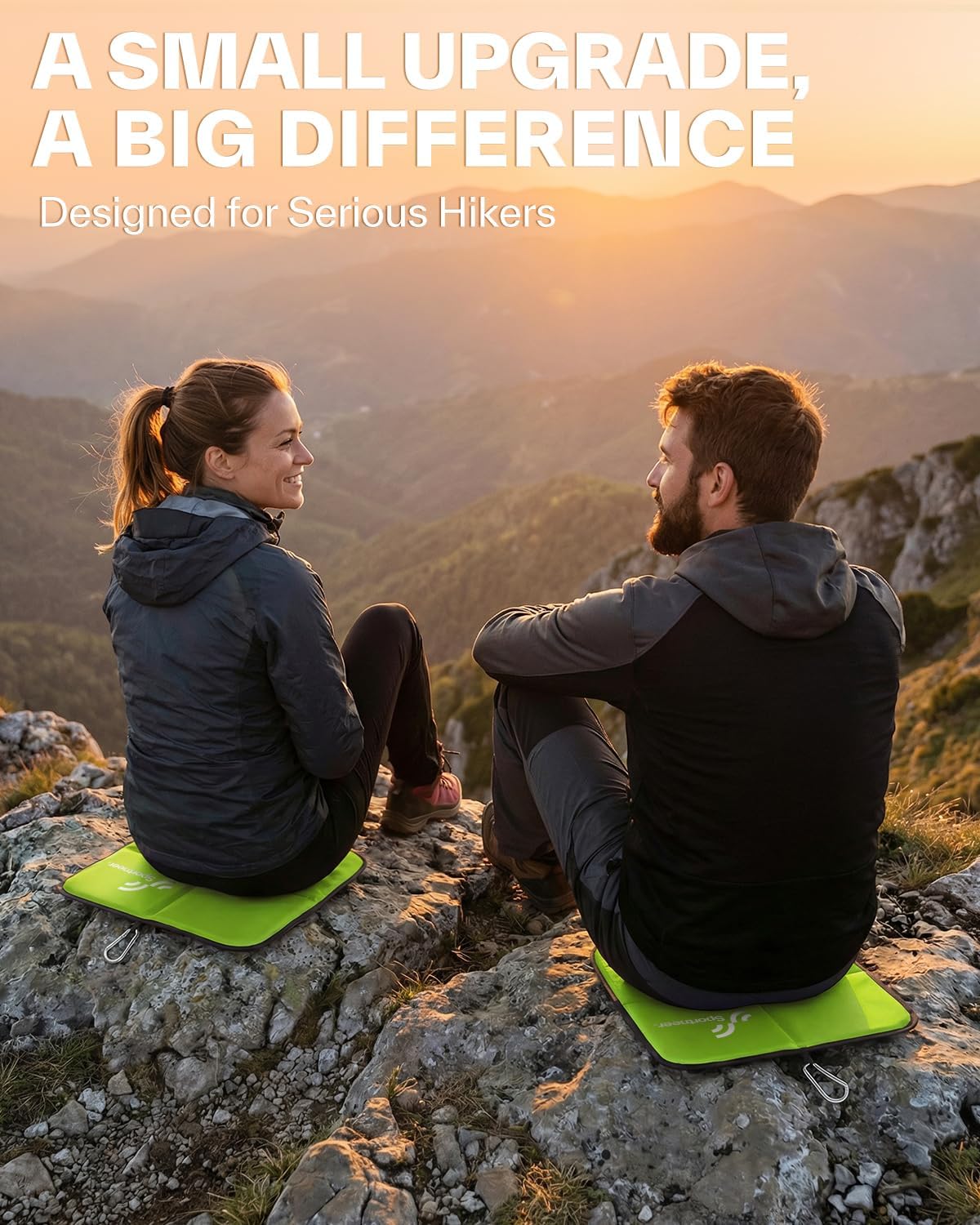 Sportneer Sitting Pad, 0.13lbs Lightweight Waterproof Folding Seat Pad for Backpacking, 15.75'' x 15.75'' Portable Camping Seat Mat for Hiking, Picnics & Outdoor Use