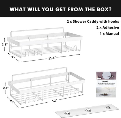 Moforoco Shower Caddy Shelf Organizer Rack, Self Adhesive Black Bathroom Shelves Basket, Home Farmhouse Wall Inside Organization and Storage Decor Rv Accessories, First Camper Apartment Essentials