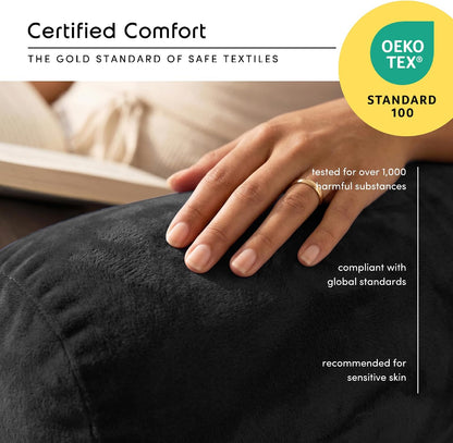 Nestl Reading Pillow with Shredded Memory Foam, Designed for Sitting Up in Bed and Couch, Back and Arms Adjustable Support for Adult & Teens Backrest Pillows for Reading, with Washable Cover Dark Grey