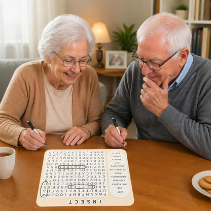 12 or 36 Pcs Reusable Word Search Cards for Dementia Game-Dementia Activities for Seniors with Alzheimer's-Elderly Alzheimer's Toys-Large Print Word Search Books (12 Reusable Word Search Card)