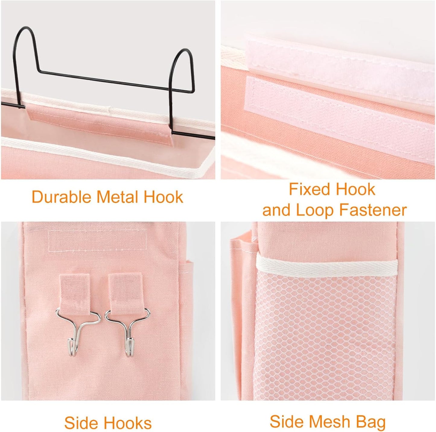 Surblue Bedside Caddy Bedside Storage Bag Hanging Organizer for Bunk, Hospital Beds, Dorm Rooms Bed Rails Camp 4 Pockets and 2 Hooks (Skyblue)