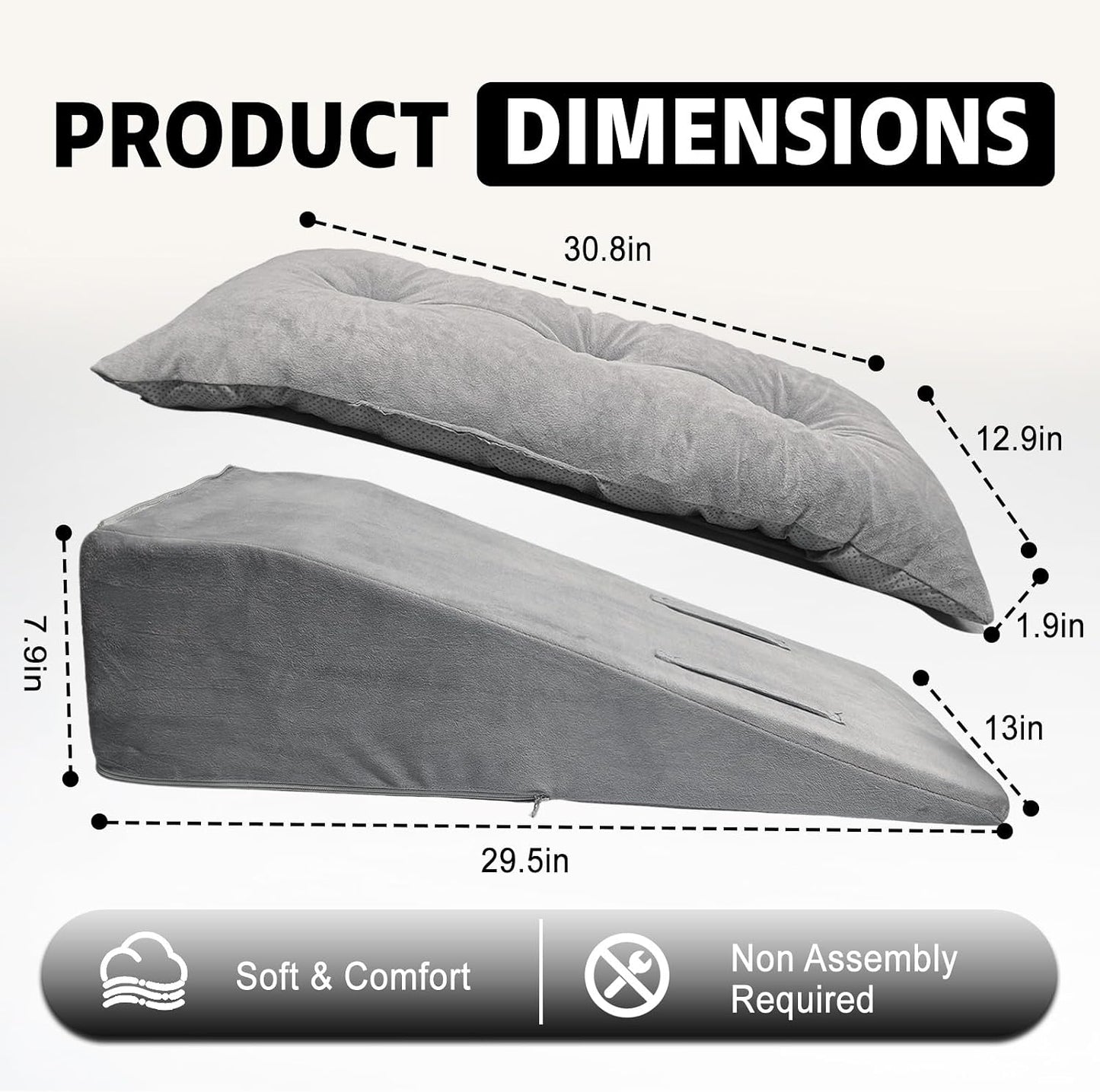 Leg Elevation Pillows for After Surgery, Height-Adjustable Knee Replacement Recovery Wedge Pillow for Single Leg with Removable Thick Soft Cushion for Hip Ankle Knee Relief Keep Leg Straight