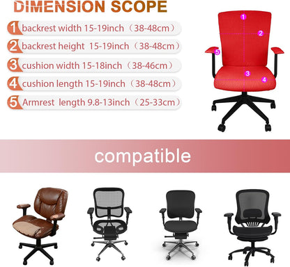 Tallew 4 Pcs Office Chair Covers Set Computer Universal Protective Stretchable Chair Seat Covers Desk Armrest Slipcovers Pads Office Cushion Backrest for Rotating (XL,Silver Gray)
