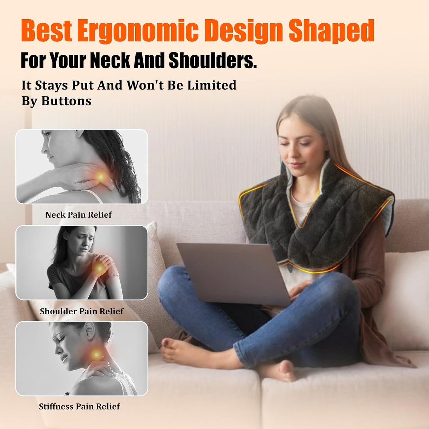 Weighted Heating Pad for Neck and Shoulders and Back, 6X Far Infrared Heat | 30S Fast Heating Pain Relief,160°F Max Temp, 8 Heat Settings, 4H Auto-Off, Memory Function, Gifts for Men Women(24" x 20")