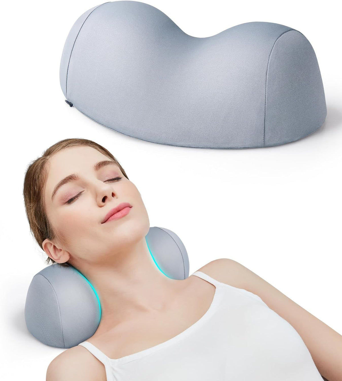 ComfortLife Small Neck Stretcher Pillow for Pain Relief, Medium Soft Cervical Traction Device Neck Mild Support Pillow Foam Cervical Neck Pillow for Tension Muscle Relax Relief (Grey)