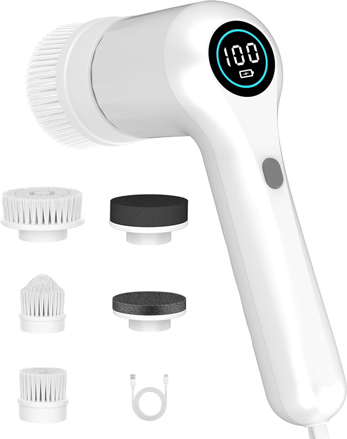 Dreazu Electric Spin Scrubber, 10-in-1 Shower Scrubber & Retractable Long Handle, 44 lbs High-Torque & Variable Speed Shower Cleaning Brush for Bathroom,Toilet, Bathtub, Kitchen, Tile Floors