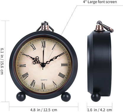 pxy Loud Alarm Clock for Heavy Sleepers 3D Dial Battery Operated (Battery Include), 4" Super Silent Analog Alarm Clock for Kids with Night Light PT260 Silver OrangePT505 Green White
