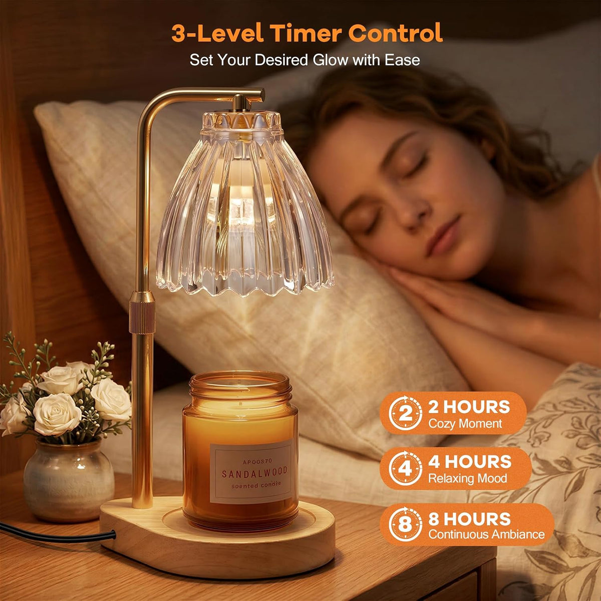 Gifts for Women, Candle Warmer Lamp with Adjustable Height, Timer & Dimmer, Birthday Gifts for Women, Elegant Gift Box & Greeting Card, Candle Lamp with 2 Bulbs for Home Decor/Bedroom/Office