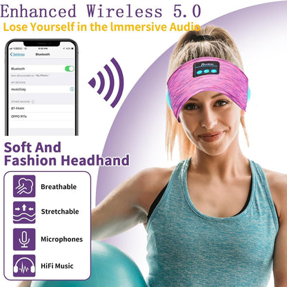 Bluetooth Headphones, Sleep Headphones Headband Wireless for Sleeping Side Sleepers - Adjustable Sleep Headphone, and Bluetooth Headbands for Women (Pink)