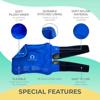 Foot and Ankle Gel Pack - Reusable Gel Ice Pack with Elastic Fastener - Cold Packs for Post-Surgery or Sport Injuries, Flexible Ice Packs - Foot Wrap and Ankle Ice Pack Wrap Compression - 1 Pack Blue