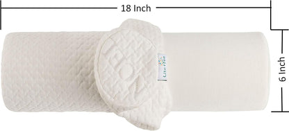 Comfort Memory Foam Neck Roll and Cervical Bolster Round Pillow with Removable Washable Soft Cover for Spine and Neck Back Lumbar Leg Vertebra Support (18x6 inch Pillow)