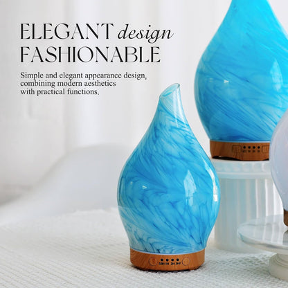 Porseme Oil Diffuser 3D Glass Aromatherapy Ultrasonic Humidifier, Air Refresh Auto Shut-Off, Timer Setting, BPA Free for Home Hotel Yoga Leisure SPA Gift 150ml Last 6H - Colors B