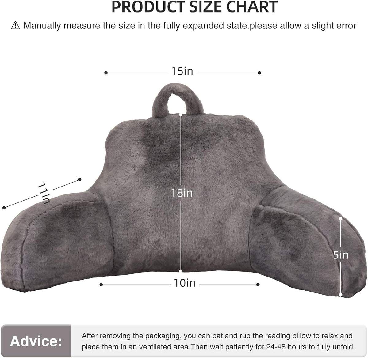 Aimuan Reading Pillow Bed Rest Wedge Adult Backrest Pillow with Arms Sitting in Bed Cushion Incline Rest Sleeping Pillow for Watching TV/Gaming/Relaxing, Ivory