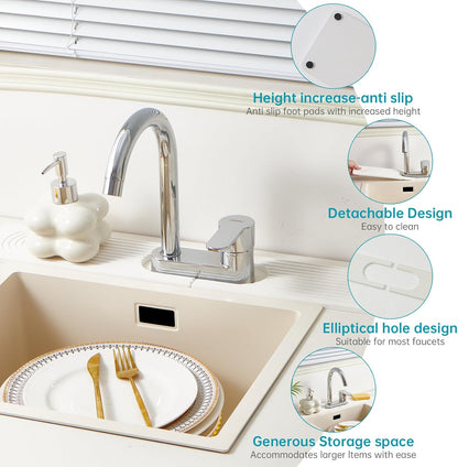 Stone Faucet Mat for Kitchen Sink Oval Hole Bathroom sink splash guard | Water-Absorbing Diatomite Stone Drying Mat & Sink Protectors Absorbent Stone Tray for Bathroom Counter, Oval Hole 6.5" x 2.5"