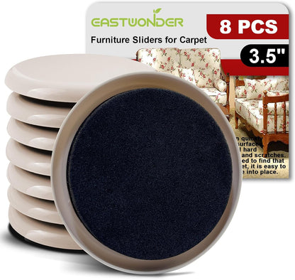 Furniture Sliders for Carpet 16 PCS - 3 1/2" | Heavy Duty Furniture Movers Sliders, Reusable Moving Pads, Easily and Safely Move Any Item, Floor Protection