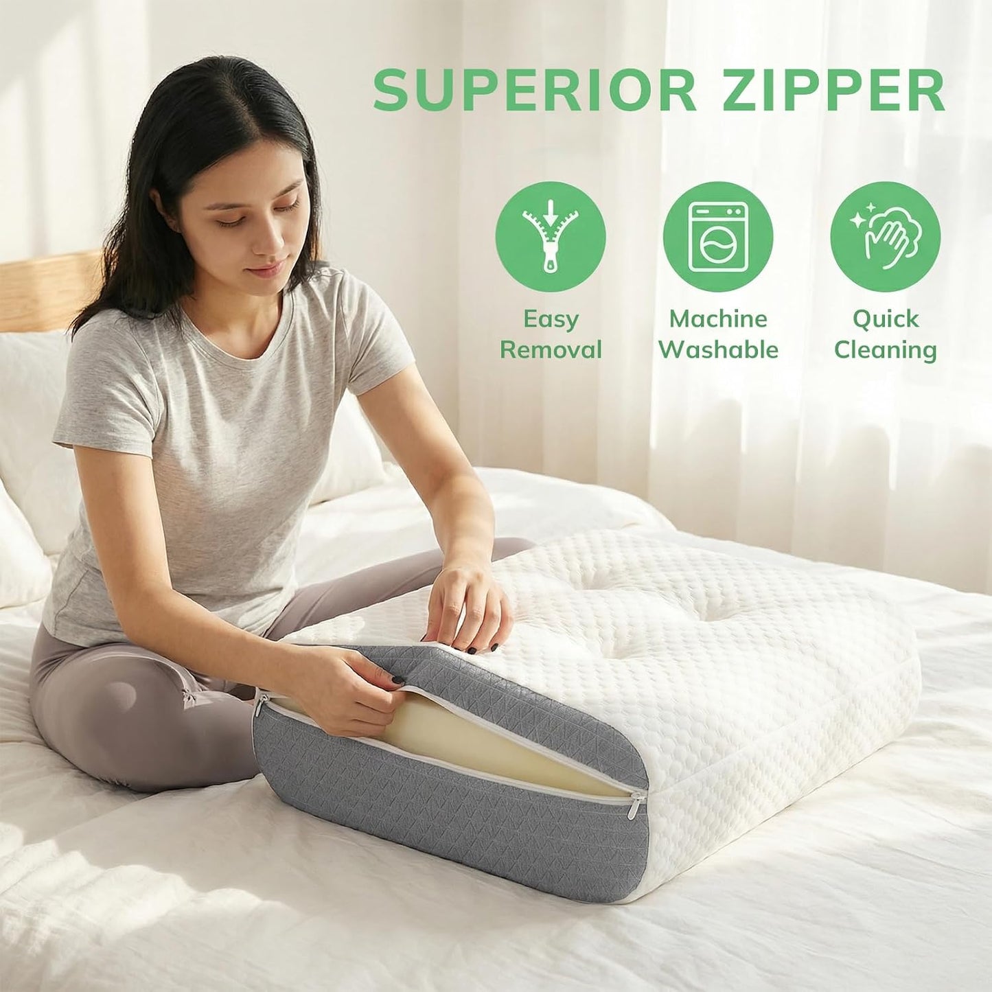 baibu Dual-Layer Leg Elevation Pillow for Legs and Knee Support, Feet Elevation Pillow for Sleeping, Blood Circulation & Swelling Relief, White