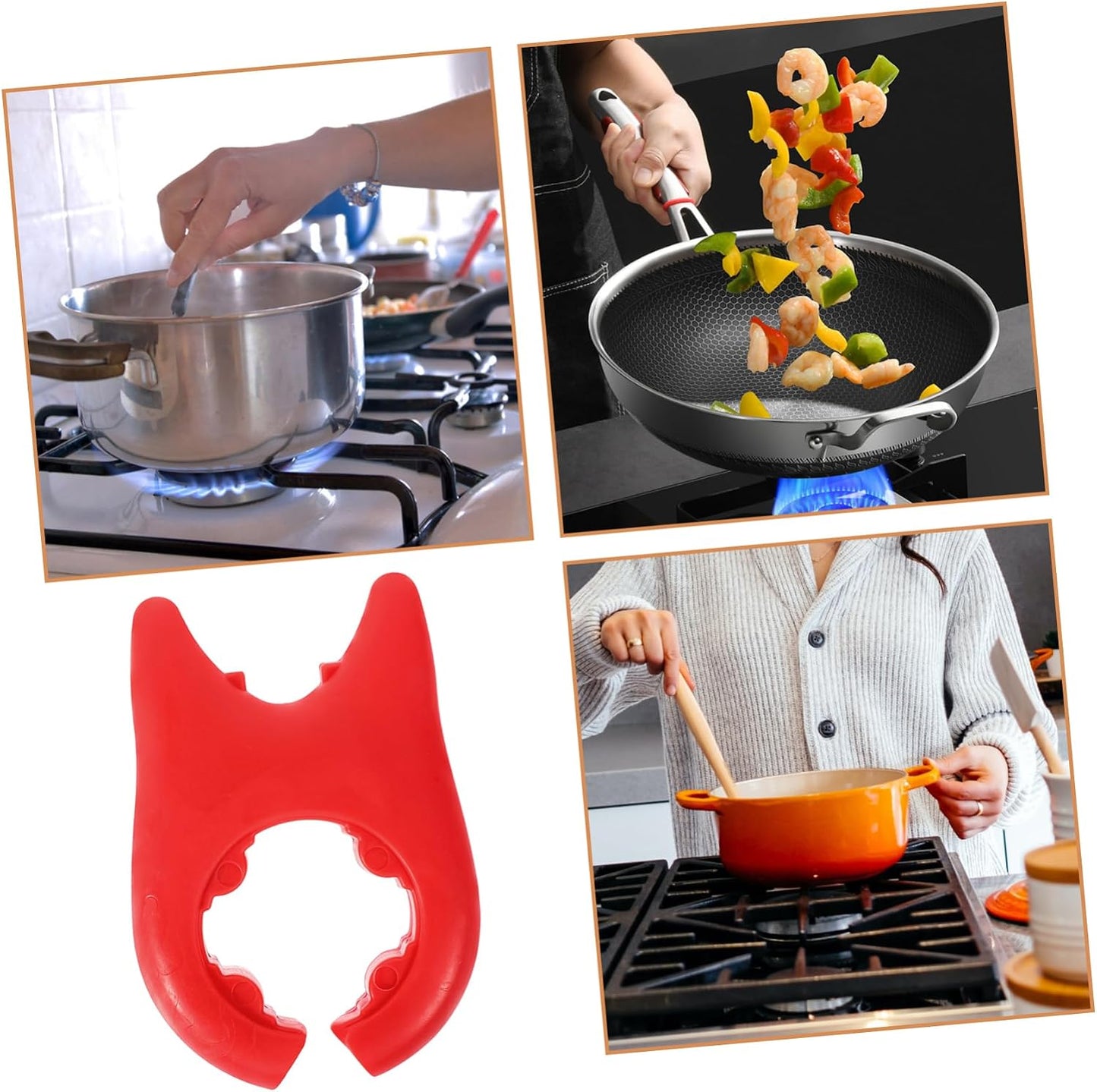 ULTECHNOVO 6pcs Spill Pot Lid Lifters Silicone Boil Stoppers for Kitchen Use Prevent Overflow and Keep Lids Elevated Easy to to Touch