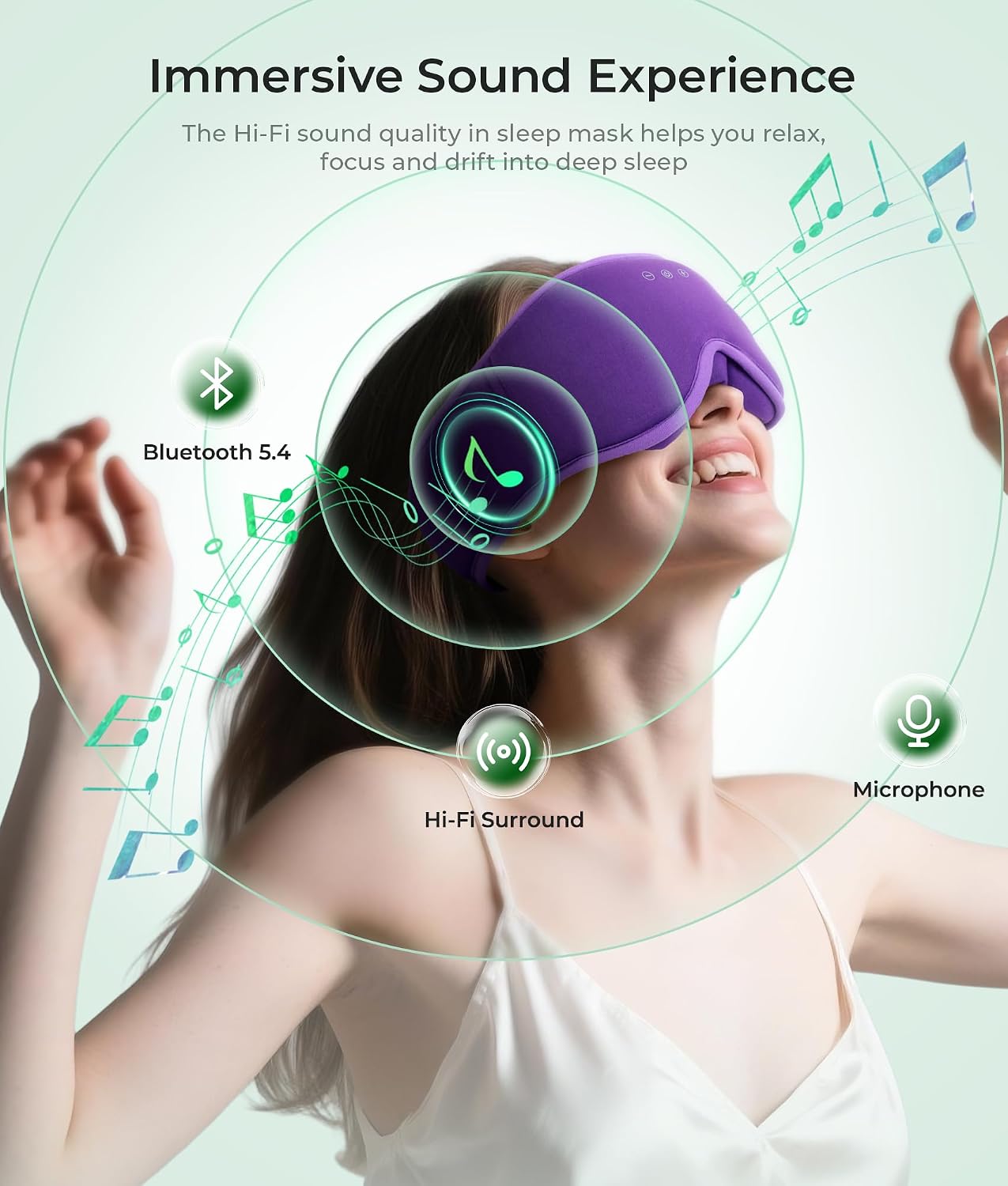 MUSICOZY Sleep Mask Headphones with Bluetooth Wireless Eye Masks Earphones | 3D Blackout Eyemask with Music Headphone for Side Sleepers, Hi-Fi Sound＆Long Battery Life Sleeping Earbuds for Travel Rest