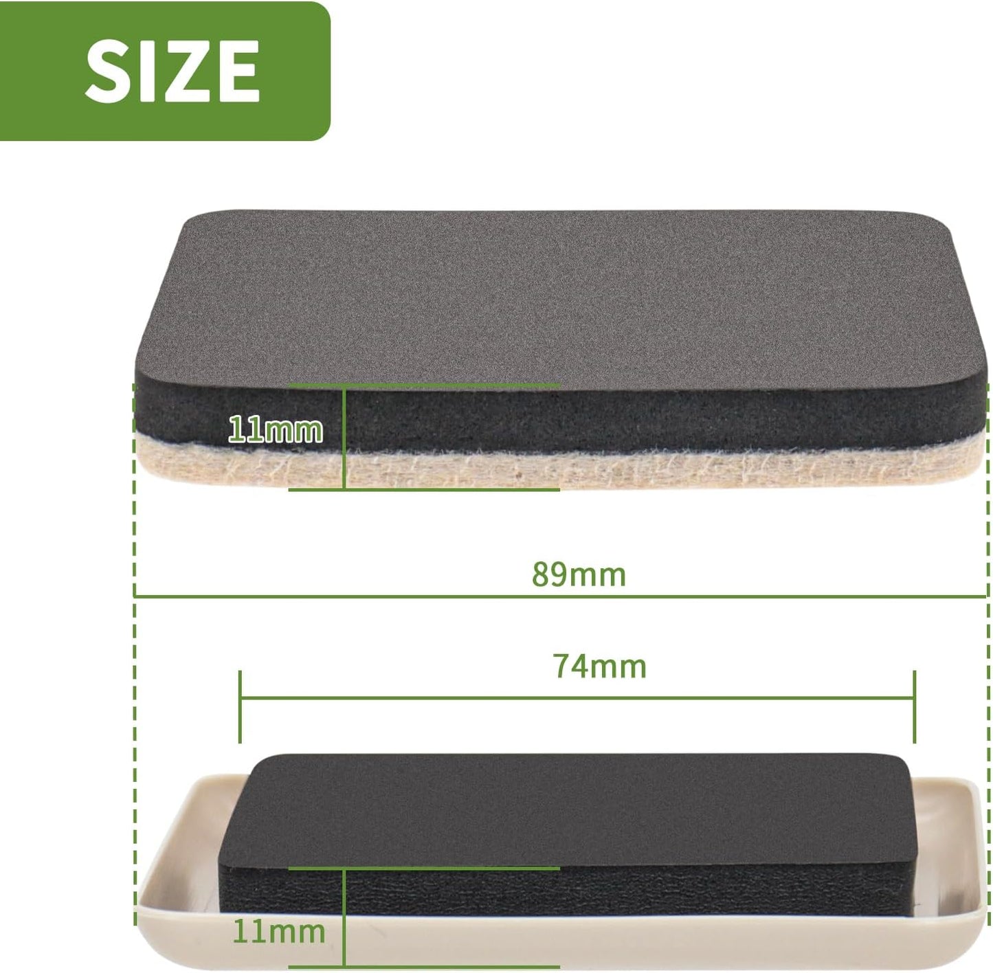 Furniture Sliders for Carpet and Hardwood, 8 PCS 3 1/2", Brown | Furniture Sliders for Hardwood Floors, Sliders for Moving Furniture, Furniture Movers Sliders, Combo Pack, Square