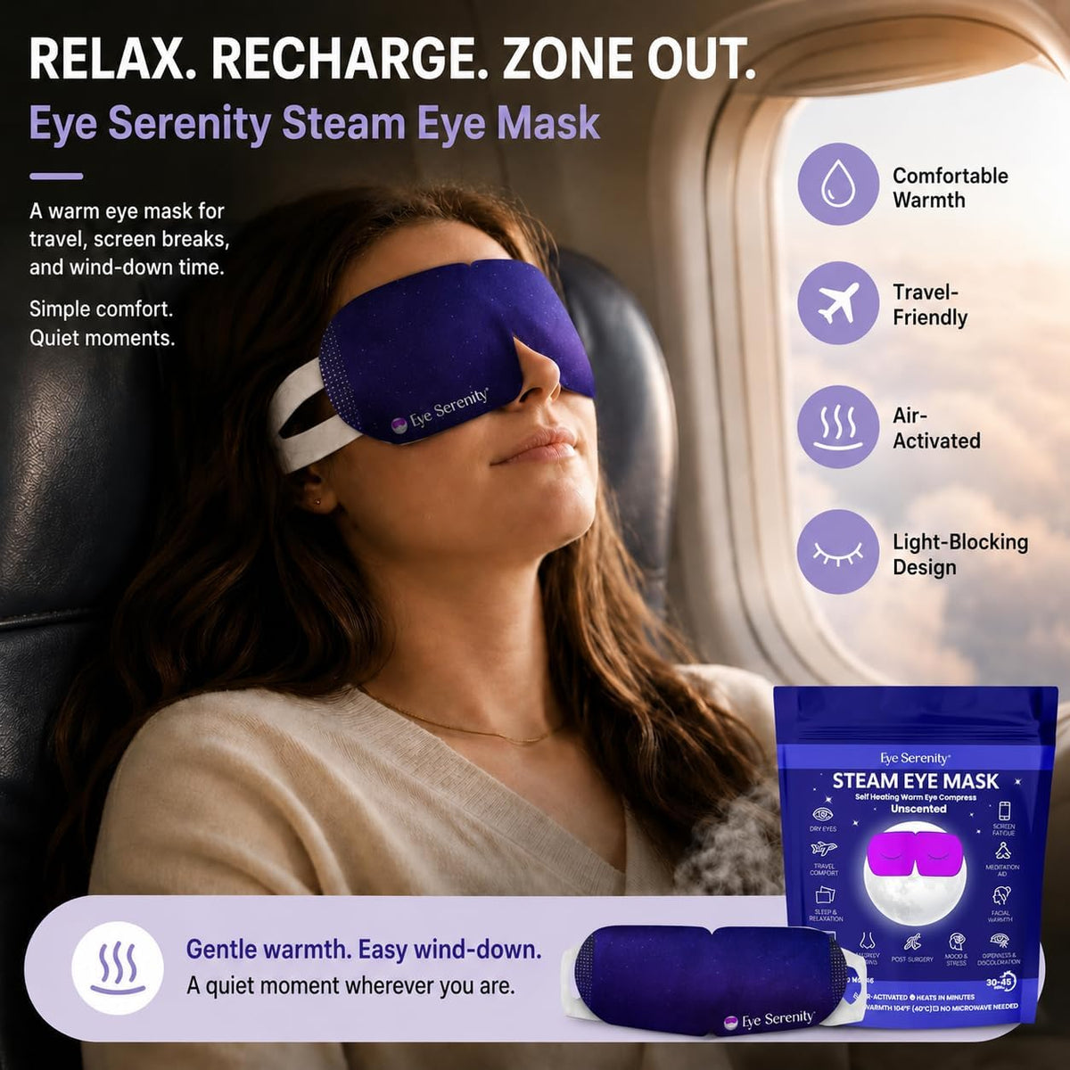 Eye Serenity Steam Eye Mask, Heated Eye Mask Fast Relief for Stye Unscented