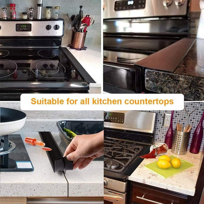 2 Pack Silicone Stove Counter Gap Cover， Flexible Easy Clean Heat Resistant Wide & Long Gap Cap Fillers,Seals Spills Between Counter, Stove Top, Oven, Washer & Dryer (21Inches, Clear)
